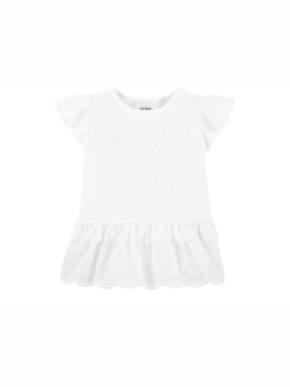 $20 Toddler Girl Eyelet Peplum Slub Jersey Top White Shirt Summer NEW 4T